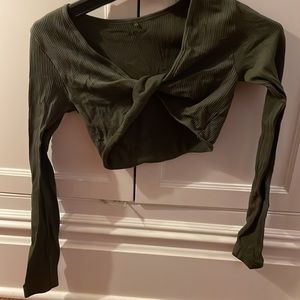 Garage olive green crop top